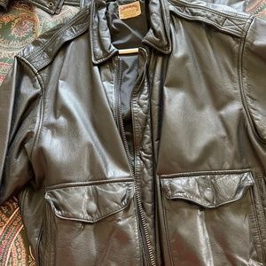 Men’s Black Leather Bomber